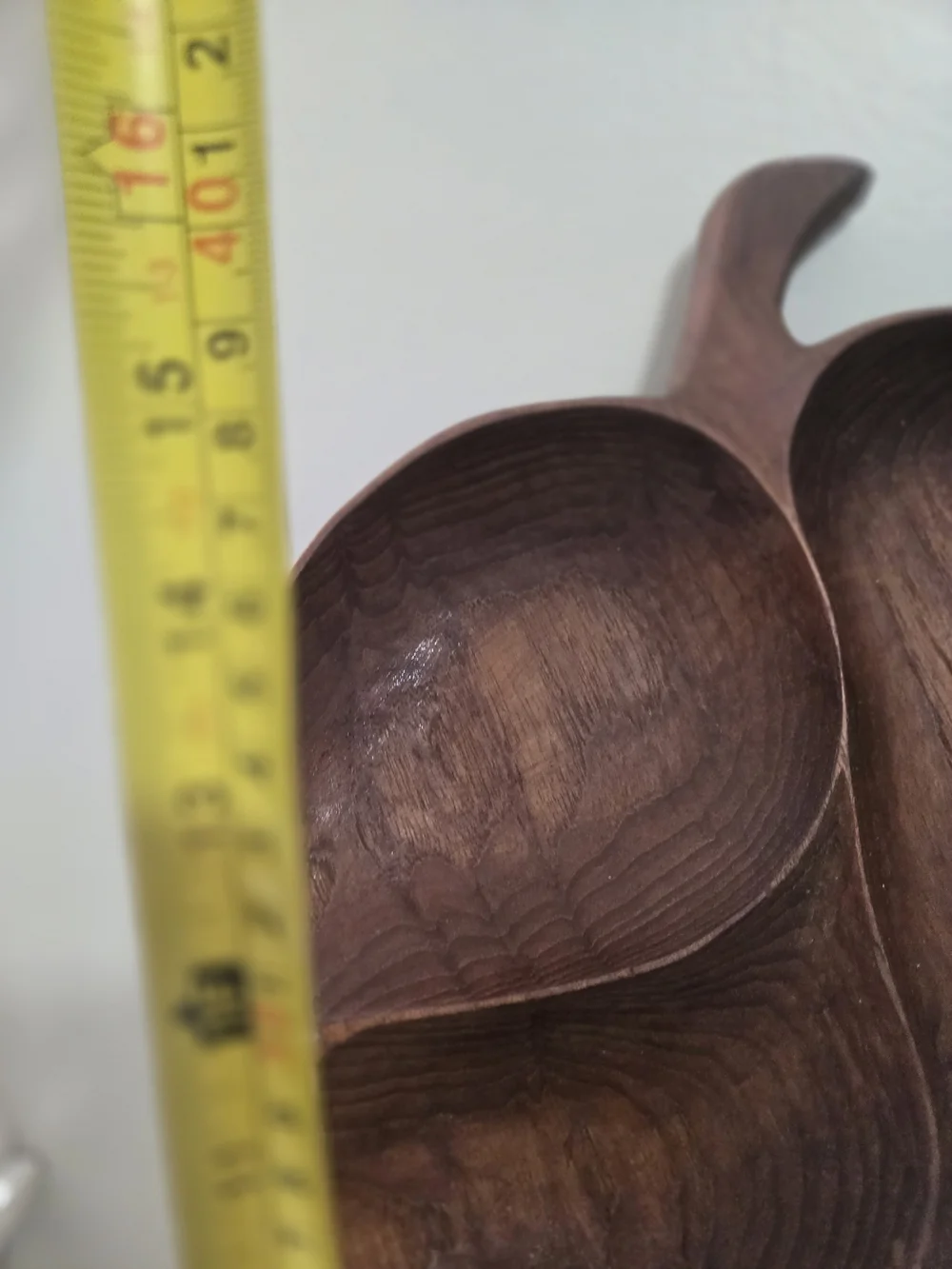 Leaf-Shaped Wood Serving Tray, 3 Compartments, Dark Brown, 18 in